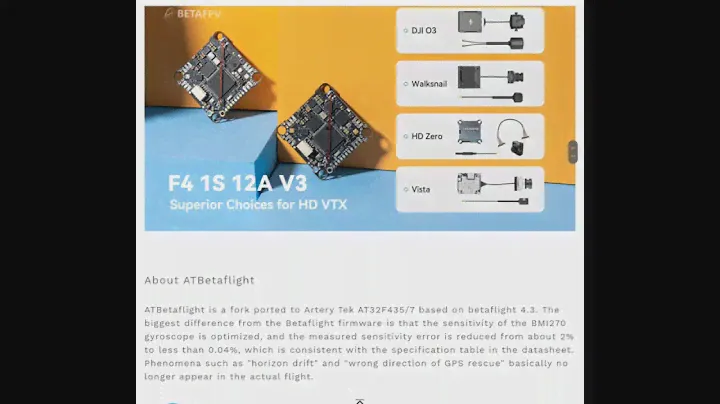 BetaFPV New FC for DJI O3 "F4 1S 12A AIO Brushless Flight Controller V3"
